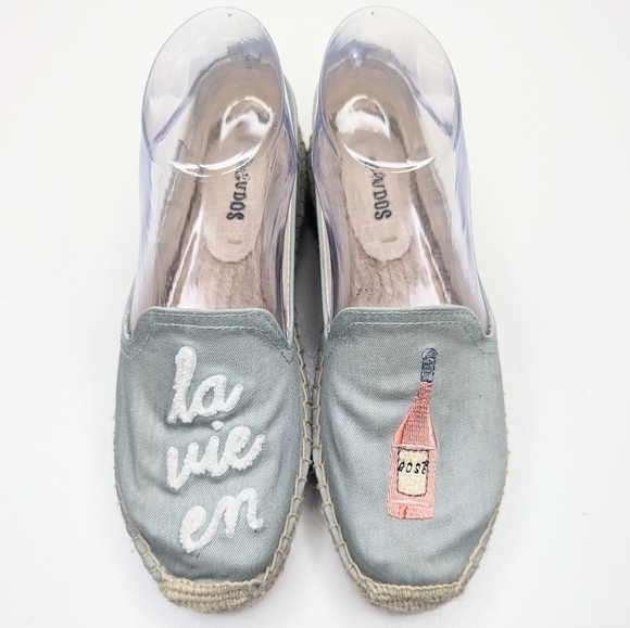 Soludos La Vie En Rose smoking slipper espadrille blue pink size 6.5 - Picture 1 of 7